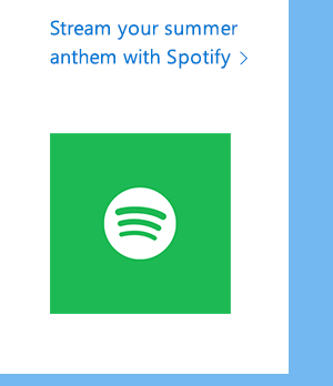 Stream your summer anthem with Spotify. Image of Spotify app icon.